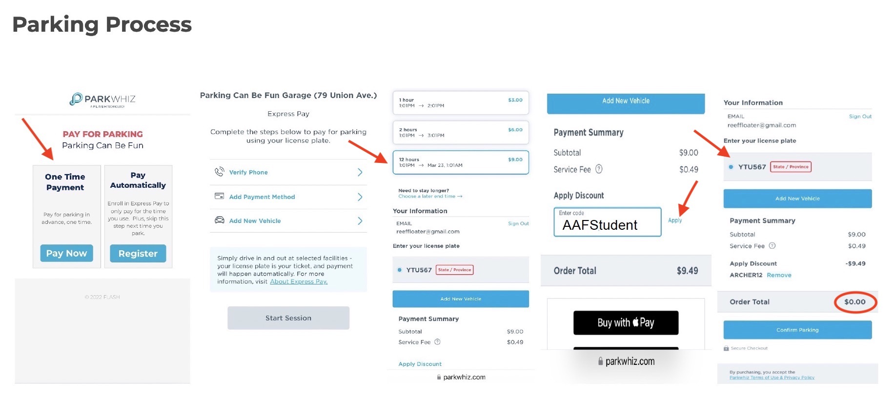 ParkWhiz AAF Student Mixer instructions